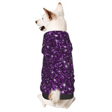 Dog Hoodie Sweater - Soft and Warm Winter Coat with Beautiful Dark Purple Glitter Sparkles Pattern - Cold Weather Clothes for XS-XXL