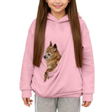 Hfolob Girls Pet Pouch Hoodies Boys Pet Carrier Hoodies Oversized Sweatshirt with Pocket Front Carry Pouch for Cat Puppy Dog