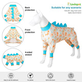 LovinPet Big Dog Jammies, Large Dog Pajamas, Anti Licking Shirt Lightweight Coral Peach Print, UV Protection Shirt, Easy to Wear Adorable Dog Onesie,Blue, Medium