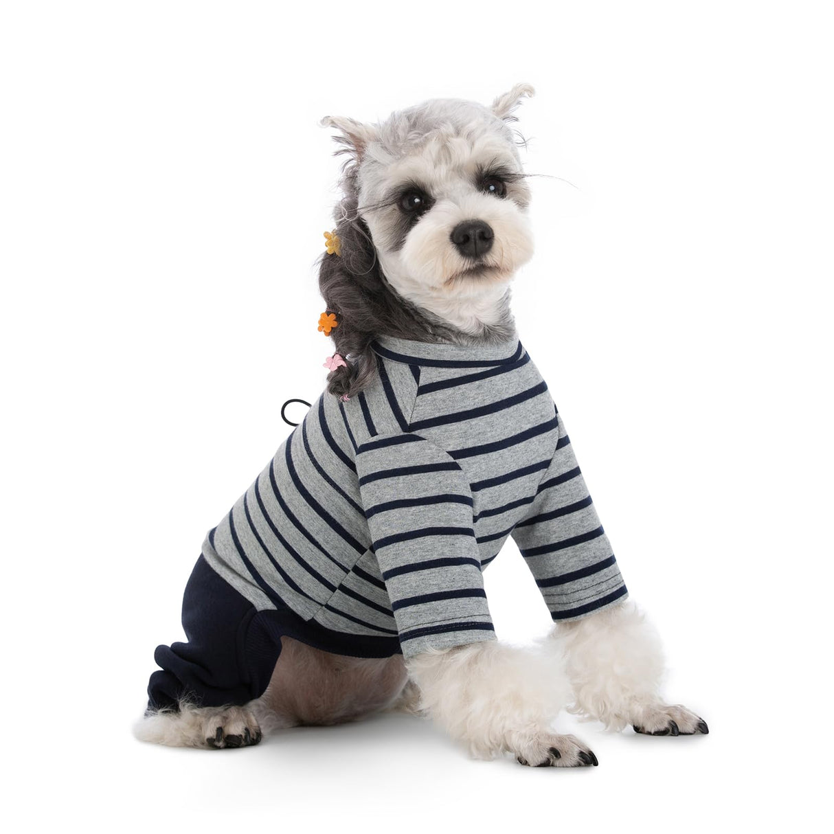 Winter Coat for Dogs - Warm Cotton Cold Weather Striped Round Neck Pajamas, Long Sleeves Jumpsuit, Color-Blocked Clothes for Small Medium Dogs, Onesie Anti Hair Shedding