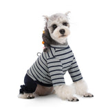 Winter Coat for Dogs - Warm Cotton Cold Weather Striped Round Neck Pajamas, Long Sleeves Jumpsuit, Color-Blocked Clothes for Small Medium Dogs, Onesie Anti Hair Shedding