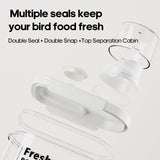SQUSIMEI 3 Qt/2.8 L Bird Seed Storage Container with Lids Airtight Measuring Cup, Bird Seed Dispenser Pet Food Container Are Used to Store Bird Food, Chicken Feed BPA Free (2.8L, Green)