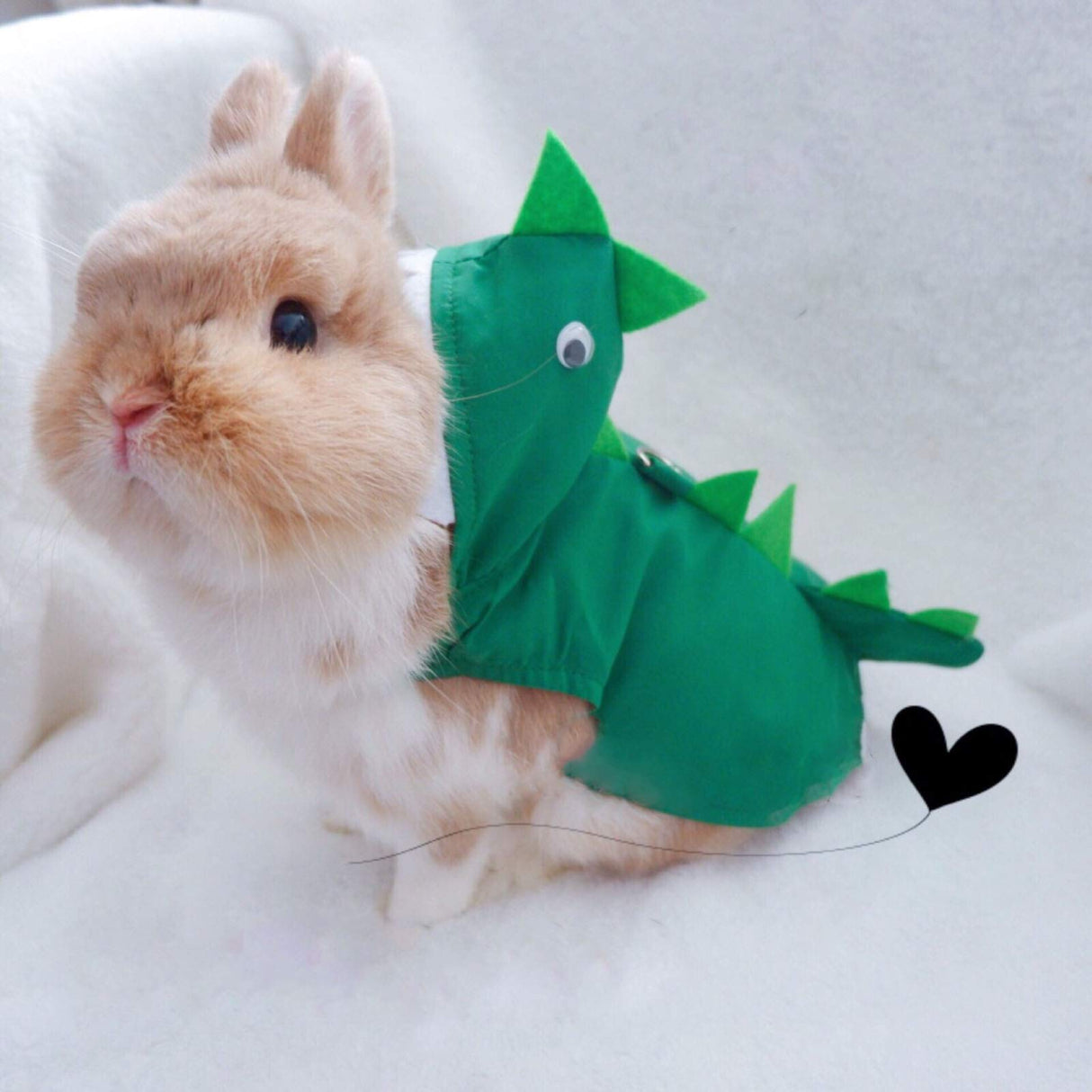 Rabbit Clothes Halloween Costume Dinosaur Harness Adjustable Hoodie for Halloween Dress Up Party Cosplay Photo Shoot for Rabbit Chinchilla Guinea Pig Kitten Puppy Small Animal (M (Chest:11"-16"))