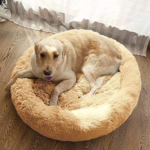 MFOX Calming Dog Bed (L/XL/XXL/XXXL) for Medium and Large Dogs Comfortable Pet Bed Faux Fur Donut Cuddler Up to 25/35/55/100lbs