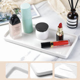 8" Bathroom Trays - Ceramic Vanity Tray for Bathroom - Small Ceramic Tray - Kitchen Soap Trays - Porcelain Dispenser Organizer for Kitchen Bathtub Counter (White)