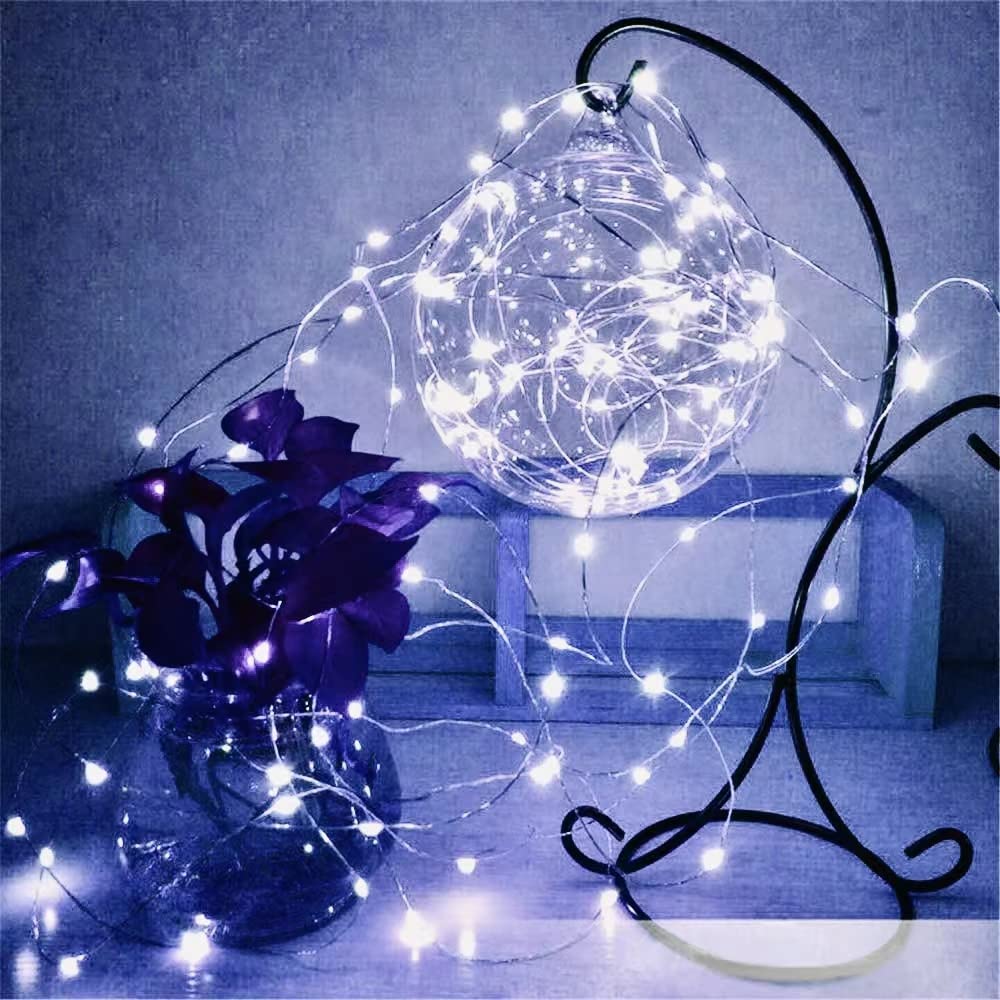 4-Pack White Fairy Lights Battery Operated with Timer, Waterproof 16FT 50 LED String Lights Outdoor Indoor, Twinkle Lights for Bedroom Home Wedding Birthday Christmas Parties Centerpiece (Cool White)