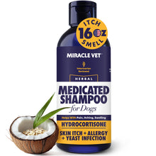 Load image into Gallery viewer, Miracle Vet Medicated Dog Shampoo for Itchy Skin Relief - Dog Allergy Relief, Yeast Infection, Hot Spot &amp; Dry Skin Anti-Itch Treatment, Antifungal for Dogs - Hydrocortisone (16 oz)
