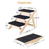 Dog Stairs/Ramp for Bed, Wooden 2-in-1 Foldable Pet Stairs & Ramp, Portable Dog Ladder Up to 180 Pound for Elderly/Short-Legged Dogs, 3 Steps for Beds, Couch, Cars