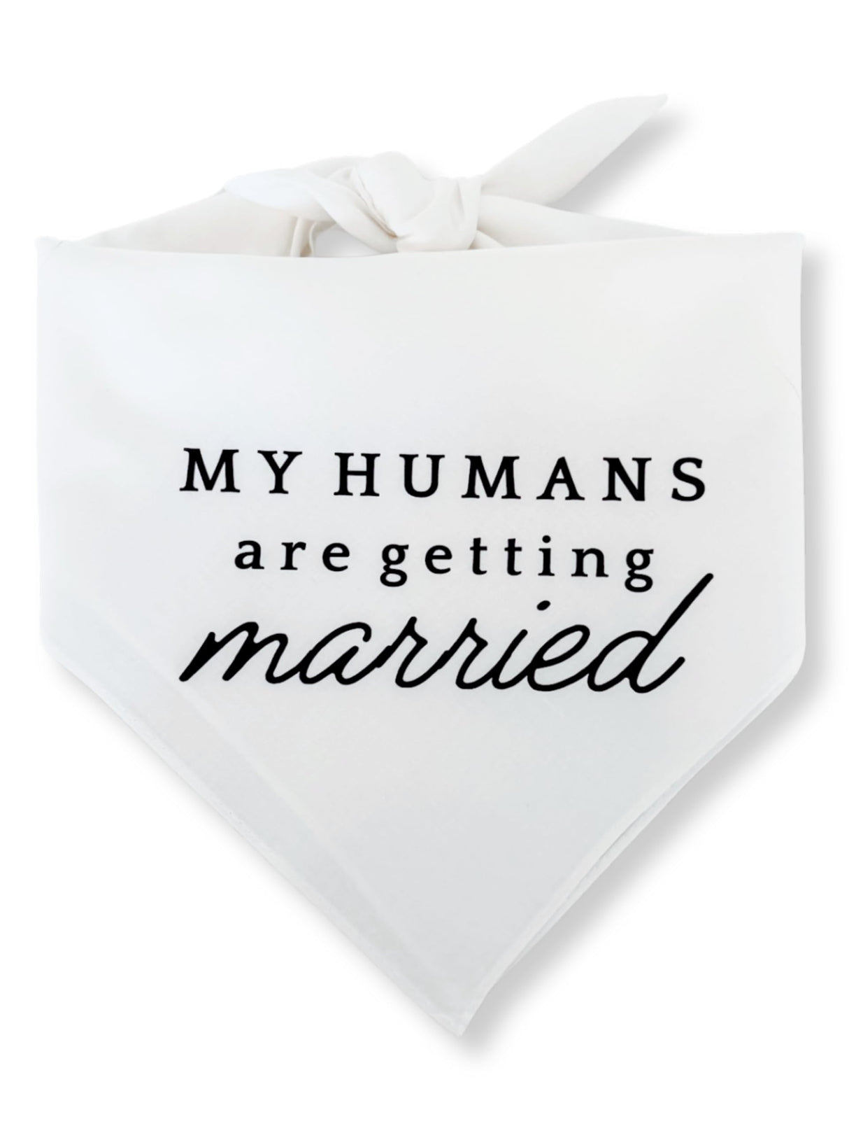 My Humans are Getting Married Engagement Dog Bandana for Photoshoot, Proposal, Wedding, Gift for Newly Engaged Couple, Boho Aesthetic, Natural Beige, Modern Minimalist Design (White, Small)