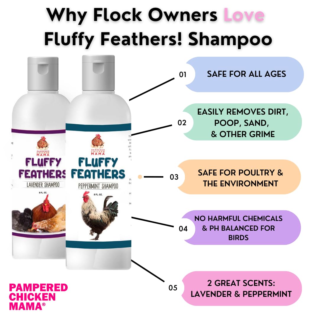 Feather Shampoo for Chickens | Bird Shampoo for Cockatiels, Cockatoo, Parrots: Poultry Conditioner & Baby Chicken Supplies, Gamefowl Supplies for Clean Feathers (Lavender)