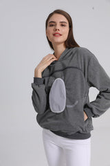 ALYC Pet Carrier Hoodie Cat Dog Pouch Holder Sweatshirt Large Pocket Pullover Shirt with Cat Ear for Women Dark Gray