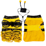 Bee Dog Halloween Costumes, Bumblebee Dress Cosplay Clothes with Cap, Funny Pet Halloween Outfit for Small Medium Large Dogs Cats Christmas Birthday Party Photo Props