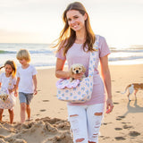 Floral Print Pet Carrier Bag for Small Dogs and Cats, Carry 5-15 Lbs Pet Purse, Hands-Free Design Pet Bags(Blue Floral, Small)