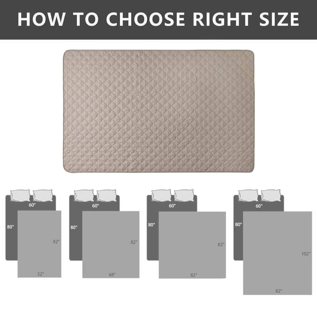 SPXTEX Dog Bed Cover Washable Pee Pads Dog Blankets for Puppy Large Dog Cat,Sofa Reversible Changing Pad Reusable 1 Piece（82"x82",Beige+Sand+Sand）