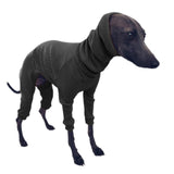 HQREA Italian Greyhound Pajamas Solid Four-Legged Rib Dog Onesie Lightweight Turtleneck Elastic Whippet Sweater Jumpsuit Pet Clothes for Small Medium Large Dogs(Black,L)