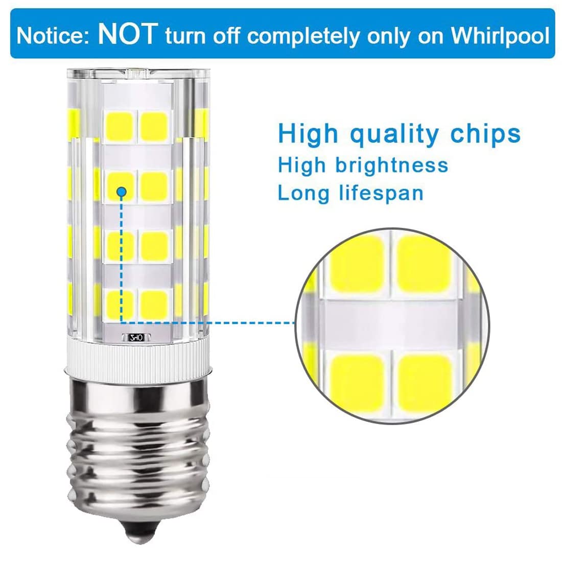 KINDEEP E17 LED Bulb Dimmable, 4W, Daylight White 6000K, Microwave Oven Light Bulbs Equivalent 40W, Ceramic Construction, Versatile Compatibility