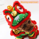 Chinese Lion Dance Dog Costume, Chinese New Year Dog Outfit, Spring Festival Dogs Costume Clothes Hoodies Coat for Small Dogs (Yellow, Medium)
