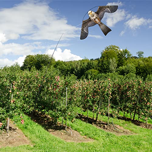 Flerigh Bird Hawk Flying Kite with Pole Crops Farm Protector Bird Scarer Flying Kite with 4m Pole-Style B