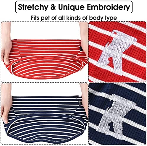 Koneseve Dog Shirt Vest Lightweight Stretchy Dog T-Shirts Soft Cool Shirts Sleeveless Stripe Vests Breathable Clothes for Puppy Kitty Cat Small Medium Large Dogs 2 Pack Red + Blue [M/Medium]