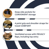 Divided SturdiBag X-Large Pet Carrier: Compartment for 2 Pets, Flexible Height for Cat and Dog Soft Sided with Safety Clips and Seatbelt Straps| Black, 20" x 16" x 12" (PN: SB3D-PRO-BL)