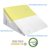 YIHATA Bed Wedge Pillow for Sleeping, Memory Foam Wedge Pillow Set for Post Surgery 12 Inch Adjustable Triangle Pillow Wedge with Washable Cover for Legs, Back Pain, Snoring, Alleviate Acid Reflux