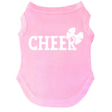 Cheer with a Bow Dog Tee Shirt | Sleeveless Breeds | Cheerleader | Spirit Wear | Biggest Fan | Sports |Baby Pink, X-Large 414