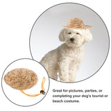 ULTECHNOVO Pet Straw Sun Hat Adjustable Summer Bucket Cap for Dogs and Cats Large Size 8.3 Inch Breathable Garden Beach Outdoor Protection