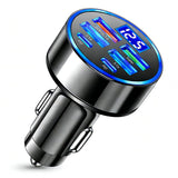USB C Car Charger Adapter with Voltmeter Compatible with iPhone 16 15 14 13 12 11, Android, Samsung, Super+ QC3.0 6 in 1 Multi-Port Super Fast Charging Cigarette Lighter USB Charger
