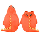 Lelepet Dinosaur Costume - Small Dog Halloween Costume, Warm Fleece Hoodie for Small Dogs, Thick Sweatshirt, French Bulldog, Beagle, Lab, Dachshund, Greyhound, Pitbull, Orange （XS-2XL