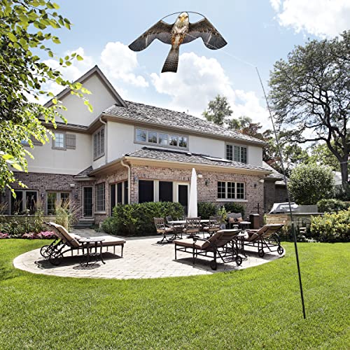 Flerigh Bird Hawk Flying Kite with Pole Crops Farm Protector Bird Scarer Flying Kite with 4m Pole-Style B