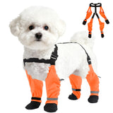 SeranPup S Adjustable Dog Suspender Boots & Hiking Shoes, Waterproof Winter Snow Gear Boots with Anti-Slip Sole, Reflective Snowsuit Design That Helps Stay On for Cold Weather Adventures
