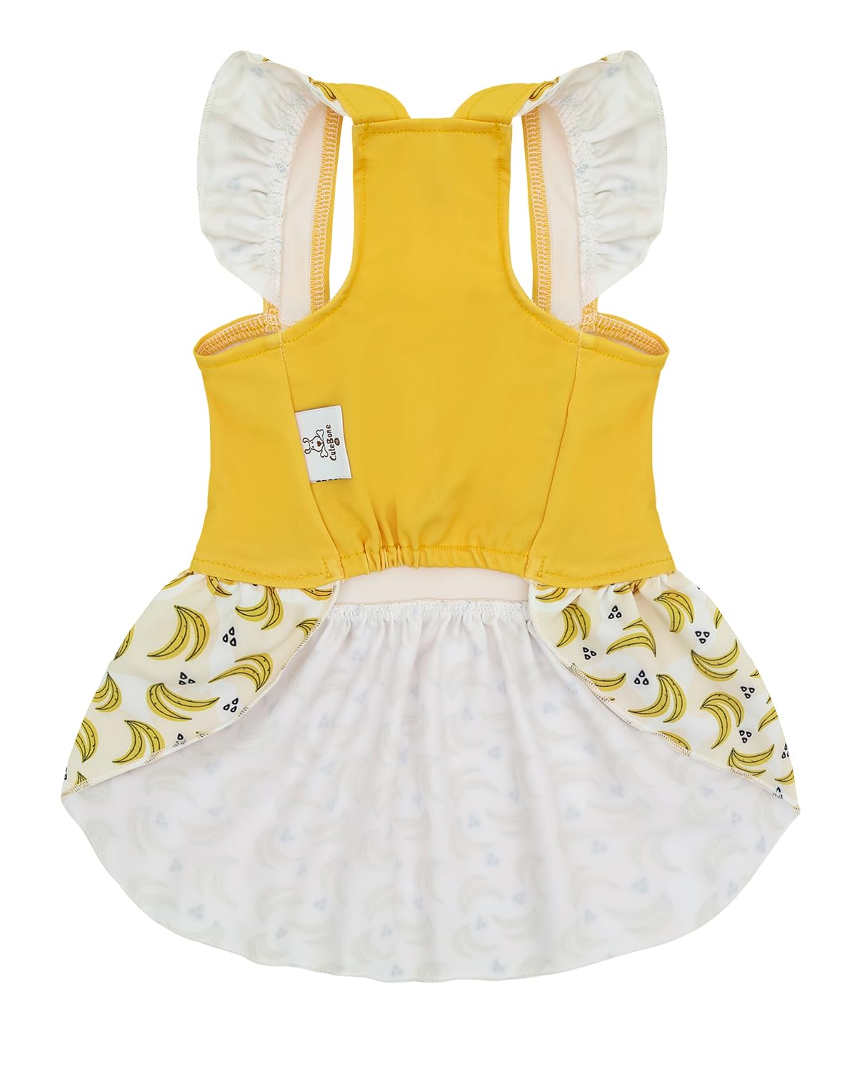 CuteBone Dog Dress for Small Dogs Girl, Banana Summer Dresses with Bow & Ruffle Sleeve, UPF50+ Sun Protection, Cute Pet Clothes for Puppy for Birthday Wedding Party Beach ZSFX03L