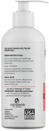 Dinovite SuprOmega Wild Caught Salmon Oil for Dogs & Cats - GMO Free Omega 3 Skin & Coat Supplement - Skin & Coat Meal Topper for Dogs & Cats - 16 oz