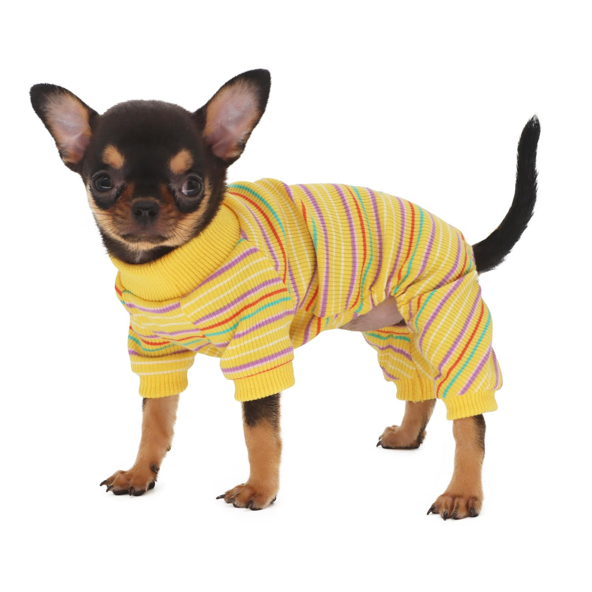 LOPHIPETS Dog Pajama Onesie for Small Dogs Teacup Chihuahua Yorkie Puppy Cat Clothes Apparel-Yellow/XXS