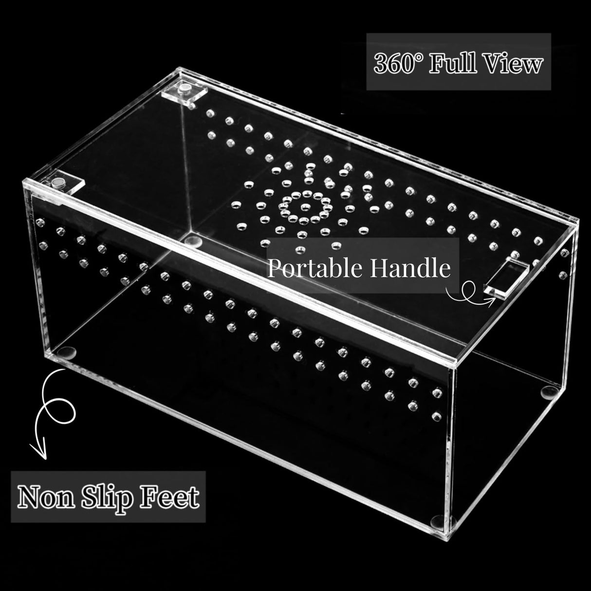 Tlence Acrylic Tarantula Enclosure Terrarium, 8" x 4" x 4" Small Magnetic Reptile Tank, Micro Spider Breeding Habitat Cage, Clear Ventilated Lizard Display Box for Hermit Crab Invertebrates Scorpion