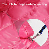 PETLESO Dog Coat for Small Dogs, Winter Pet Warm Jacket Cold Weather Windproof Puffer Jacket with Leash Hole, Button Fixable Hat, Pink XXL