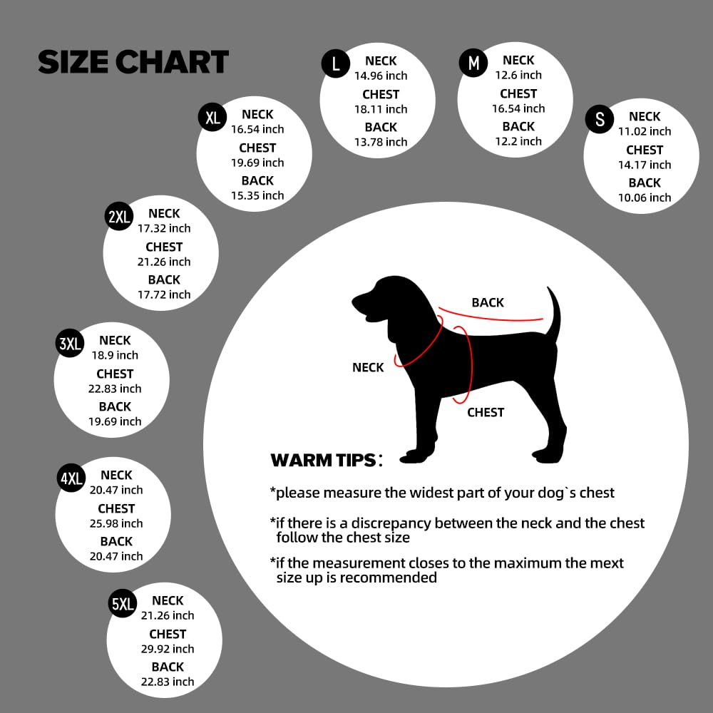 UNA MASCOTA Dog Coat, Waterproof Dog Winter Jacket in Puppy Cold Weather Windproof Coats Reflective Pet Vest, Zip-Up Cold Weather Coats for Small Medium Dogs (White and Gray, 5XL)