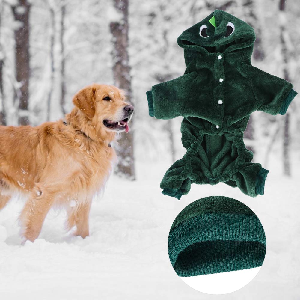 Fleece Winter Cute Dinosaur Dog Clothes Hoodies for Small Dogs Puppy Jacket Clothing Outfit Fleece Winter Cute (L)