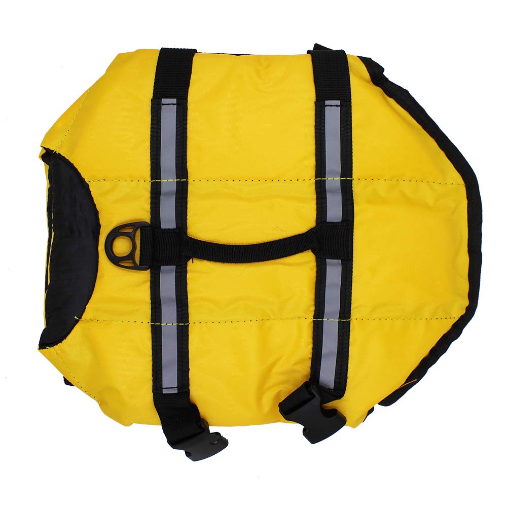 Dog Life Jacket Easy-Fit Adjustable Belt Pet Saver Swimming Safety Swimsuit Preserver with Reflective Stripes for Doggie (XS, Yellow)