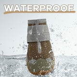 Furrtripsy Dog Booties,Waterproof Dog Shoes for Large Medium Small Dogs,Suitable for Summer Hot Pavement,Adjustable Non-Slip Rubber Paw Protector (Brown, #7 (Width 2.8 inch) for 63-78 lbs)