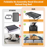 Loebelle Foldable Elevated Dog Cot, No Assembly Need, Waterproof Folding Raised Dog Bed, Outdoor Dogs Cot Cooling Pet Hammock Bed with Breathable Mesh for Small Medium Size Dogs, Chew-Proof, Black