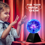 Theefun Blue Plasma Ball: 6 Inch Plasma Globe Touch & Sound Sensitive Plasma Ball Lamp Electric Ball Lightning Novelty Light for Parties, Home, Prop, Decoration, Christmas Gifts