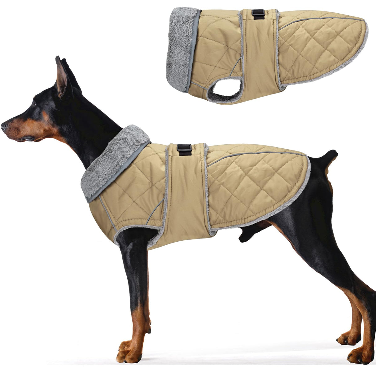 Yoochee Dog Coat, Warm Dog Winter Coat for Medium Dogs, Waterproof Jacket with Adjustable Buckle & Velcro, Reflective Turtleneck Cold Weather Coats, Pet Fleece Vest Snow Jacket (Brown, XXXL)
