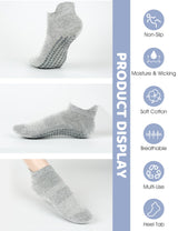 Pilates Grip Socks for Women Men Size 9-11 Yoga Socks Accessories Non Slip Grippy Socks Soccer Womens Hospital Barre Black Barefoot Socks Grippers Postpartum Essentials Non Skid Socks Elderly Gift 3BM