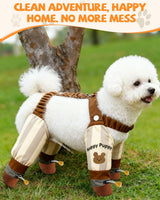 Dog Suspender Boots, Outdoor Anti Dust Pants with Shoes for Dogs, Adjustable Anti Slip Paw Protector Booties for Small & Medium Dogs(M)