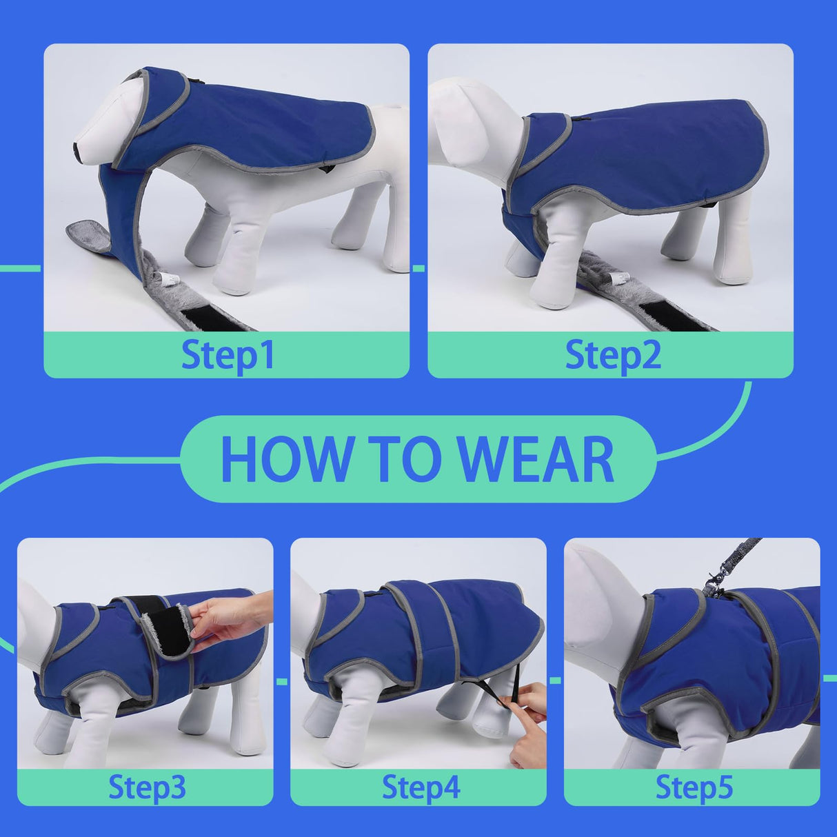 MIGOHI Reflective Waterproof Windproof Dog Coat - Warm Jacket Reversible Stormguard Winter Vest for Small to Large Dogs (Navy, M)