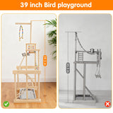 Chuiendi Bird Playground 4 Layer, Parrot Perch Stand Bird Play Stand for Parakeet Conure Cockatiel Lovebird Budgie, Parrot Playground with Feeder Cups, Ladder, Chain Toy, Swing and Detachable Tray