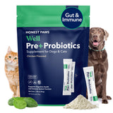 Honest Paws Probiotics for Dogs - Digestive & Immune Support Powder with Prebiotic Made in The USA, Chicken Flavor (30 Sticks)