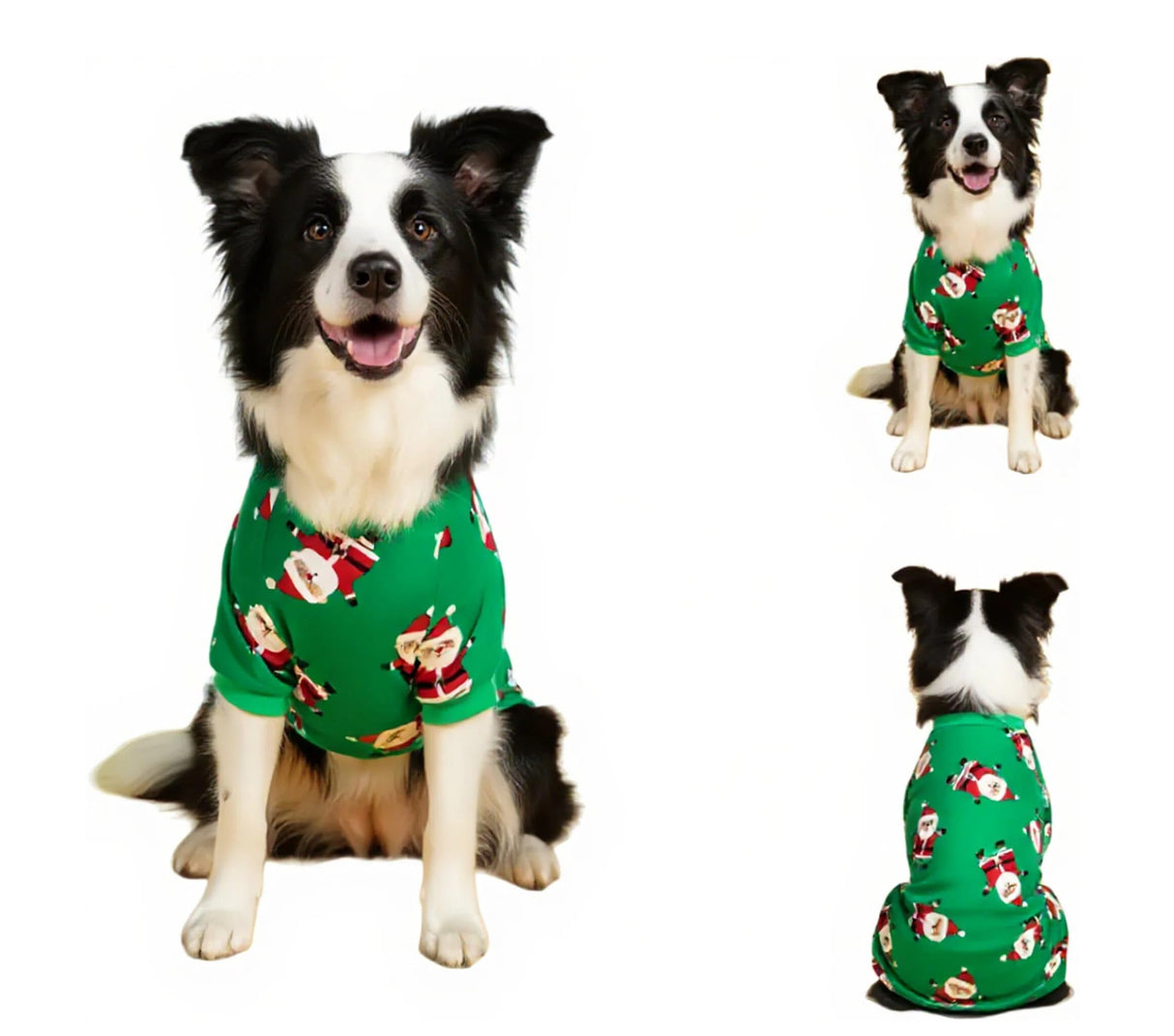 Lanyarco Santa Claus Xmas Cotton Dog Christmas Pajamas, Pet Dog Jammies Jumpshit PJS Christmas Pajamas for Dogs Large Dogs, Back 23" XLarge XL, Green