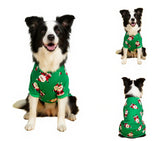 Lanyarco Santa Claus Xmas Cotton Dog Christmas Pajamas, Pet Dog Jammies Jumpshit PJS Christmas Pajamas for Dogs Large Dogs, Back 23" XLarge XL, Green